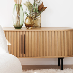 Tủ Sideboard Sọc Nomi Gỗ Tần Bì Tự Nhiên