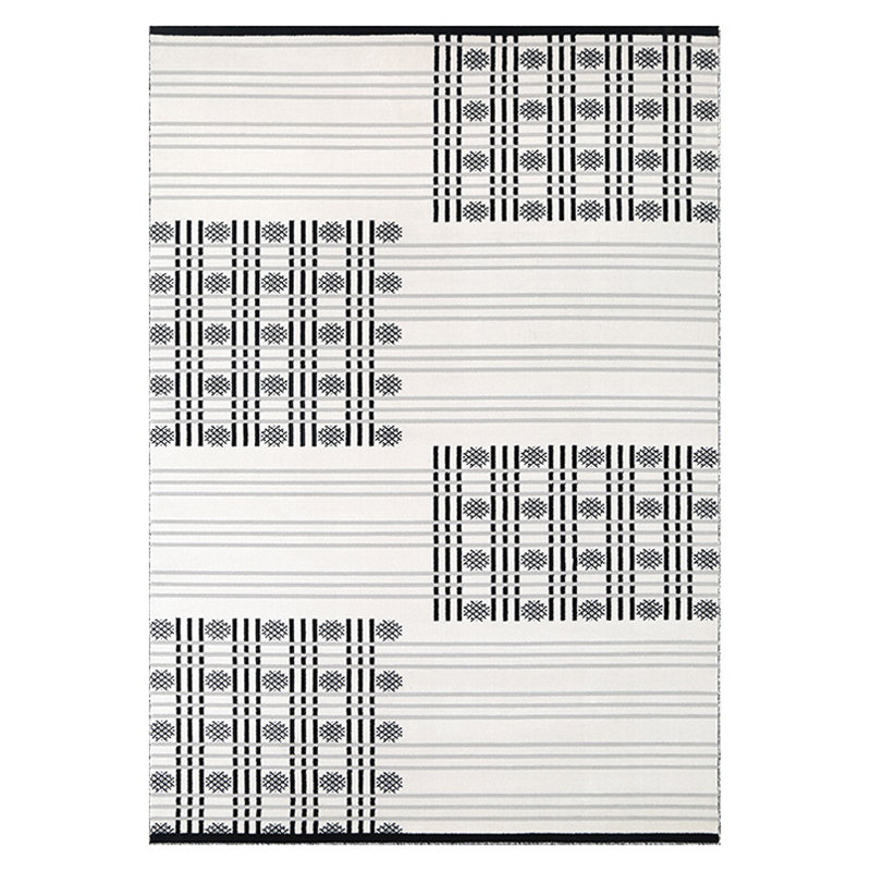 Thảm Lông Sợi Ngắn Dệt Màu Dập Sợi Viền Họa Tiết Ô Chữ Nhật