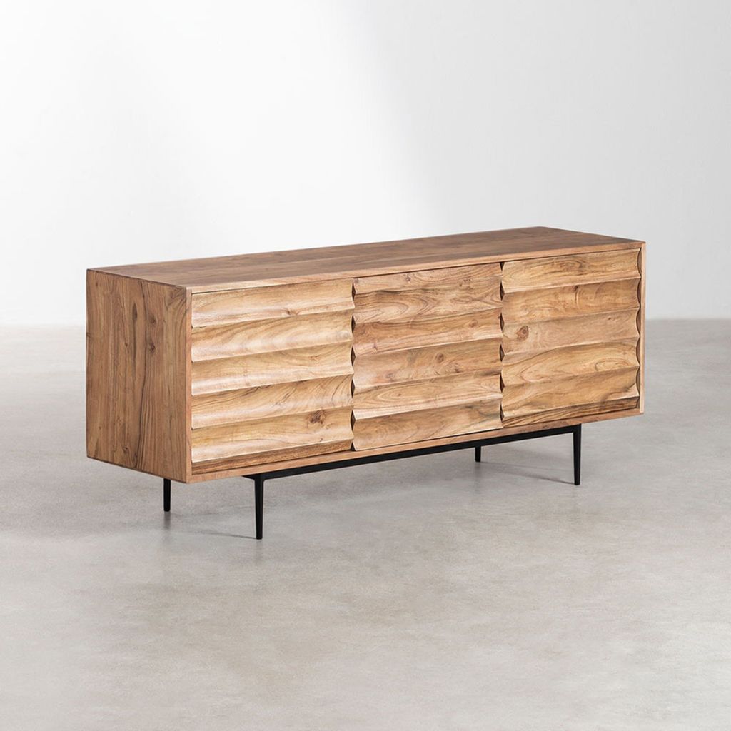 Tủ Cabinet Gợn Sóng Ngang Gỗ Soid