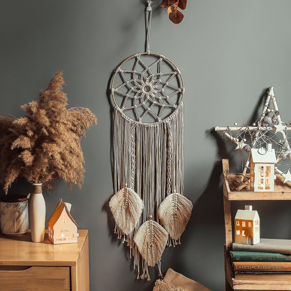 Dreamcatcher Boho Treo Tường Hình Tròn Đối Xứng Lớn