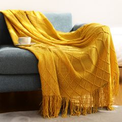 Set Gối Tựa Lưng Phối Khăn Phủ Sofa Tông Vàng 05
