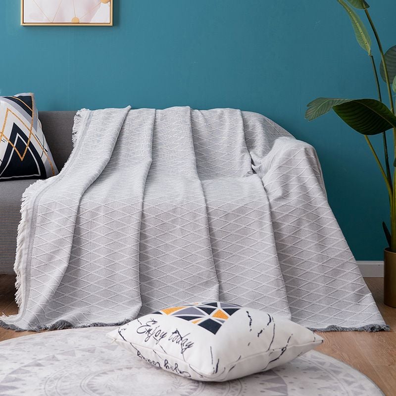 Thảm Phủ Sofa Trơn Kẻ Sọc Màu Trơn Trang Trí Ghế Sofa Nhiều Size