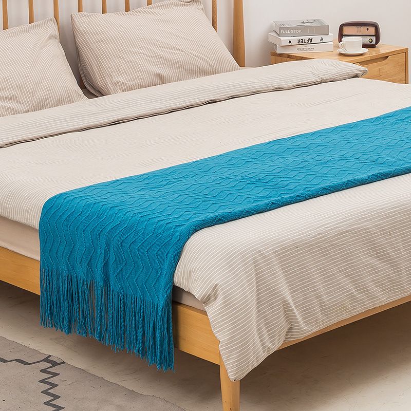 Chăn Thun Đan Len Dệt Kim Họa Tiết Ziczac Trang Trí Giường Ghế Sofa