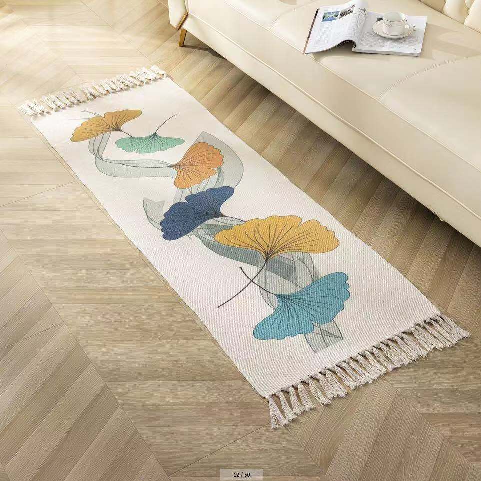 Thảm Canvas Trải Chân Giường Boho Trang Trí Phòng Có Nhiều Size