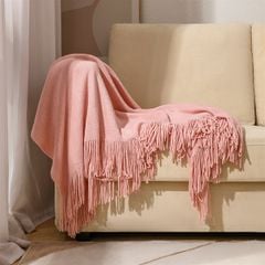 Chăn Thun Đan Len Dệt Kim Màu Trơn Phủ Ghế Sofa Phủ Giường Gelli