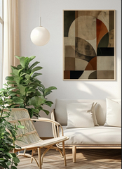 Tranh Mid Century Modern Color Block Nâu Đỏ