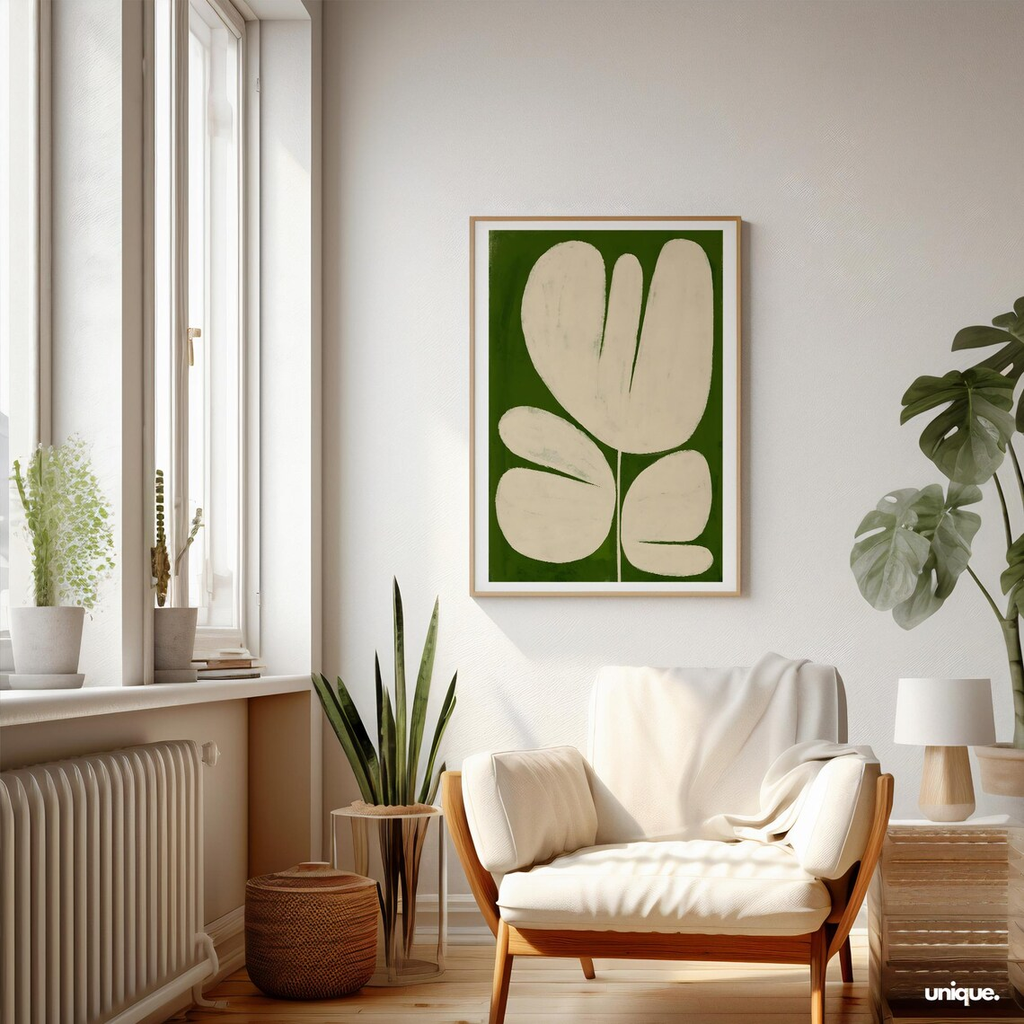 Tranh Treo Tường Boho Hoa Trừu Tượng Sage Green