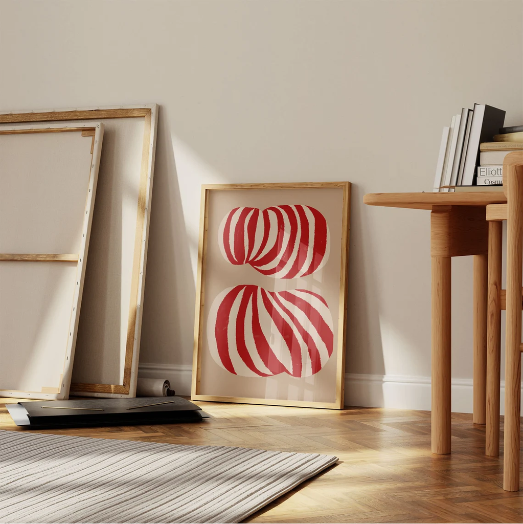 Tranh Trừu Tượng Red Lines Hiện Đại Minimalist