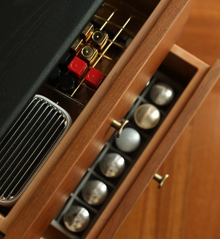 Tủ Đầu Giường Retro Đen Mờ Phối Nâu