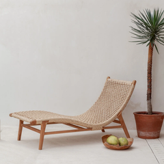 Ghế Dài Ngoài Trời Gỗ Teak Đan Dây