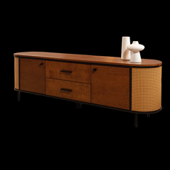 Tủ TV Cabinet Phong Cách Indochine Đan Mắt Cáo