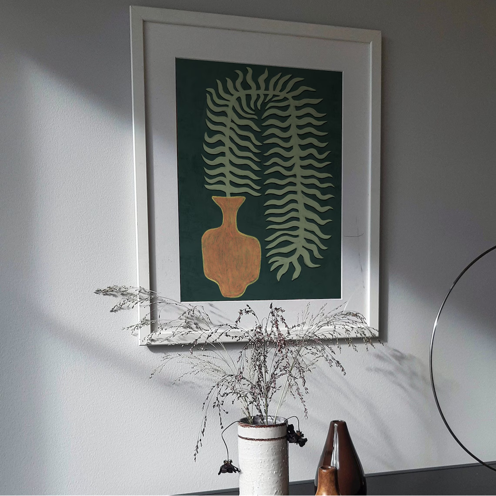 Tranh Treo Tường Bộ Bình Hoa Scandinavian Green Fern