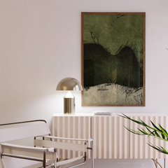 Tranh Trừu Tượng Olive Green Gợn Sóng Xanh Đen