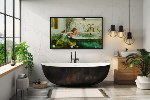 Tranh Treo Tường Painting Art Thiếu Nữ Tắm