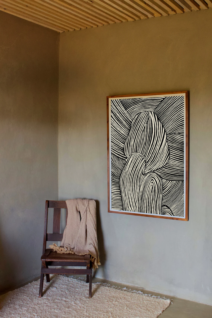 Tranh Treo Tường Trừu Tượng Line Art Monochrome