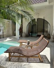 Ghế Dài Ngoài Trời Gỗ Teak Đan Dây