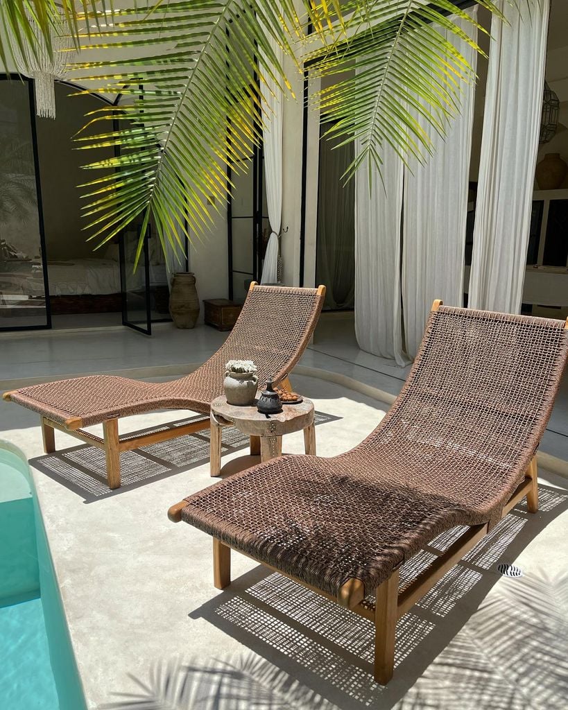 Ghế Dài Ngoài Trời Gỗ Teak Đan Dây