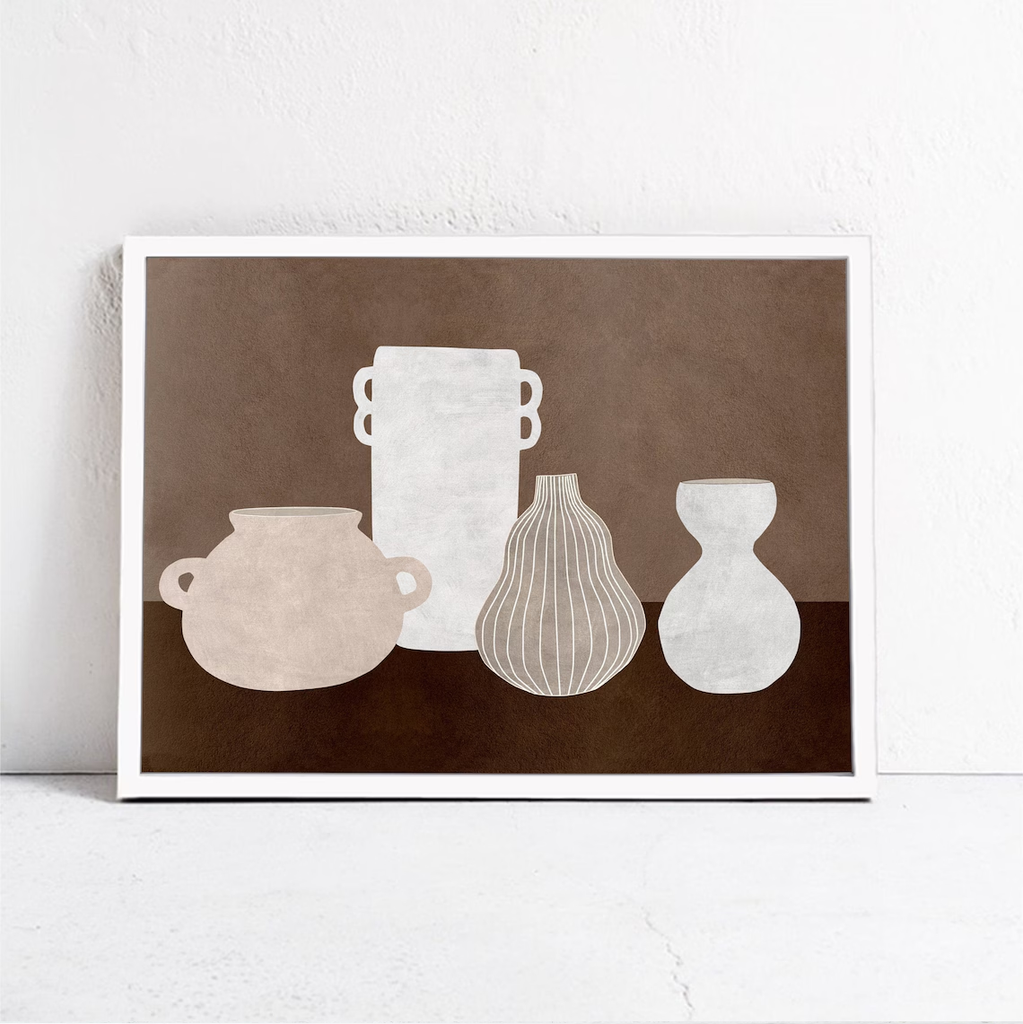 Tranh Treo Tường Bộ Bình Hoa Scandinavian Beige Neutrals