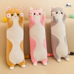 Gối Ôm Gấu Bông Mèo Dài Bông Tuyết Siêu Mịn