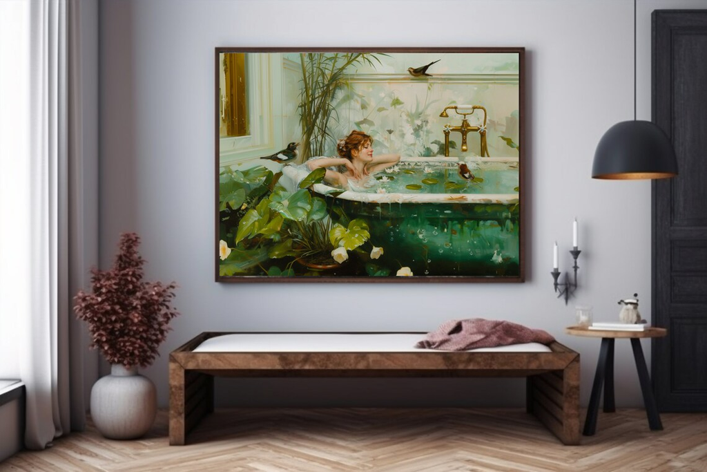 Tranh Treo Tường Painting Art Thiếu Nữ Tắm