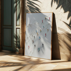 Tranh Treo Tường Abstract Art Tiny People Skiing Snowy Moutains