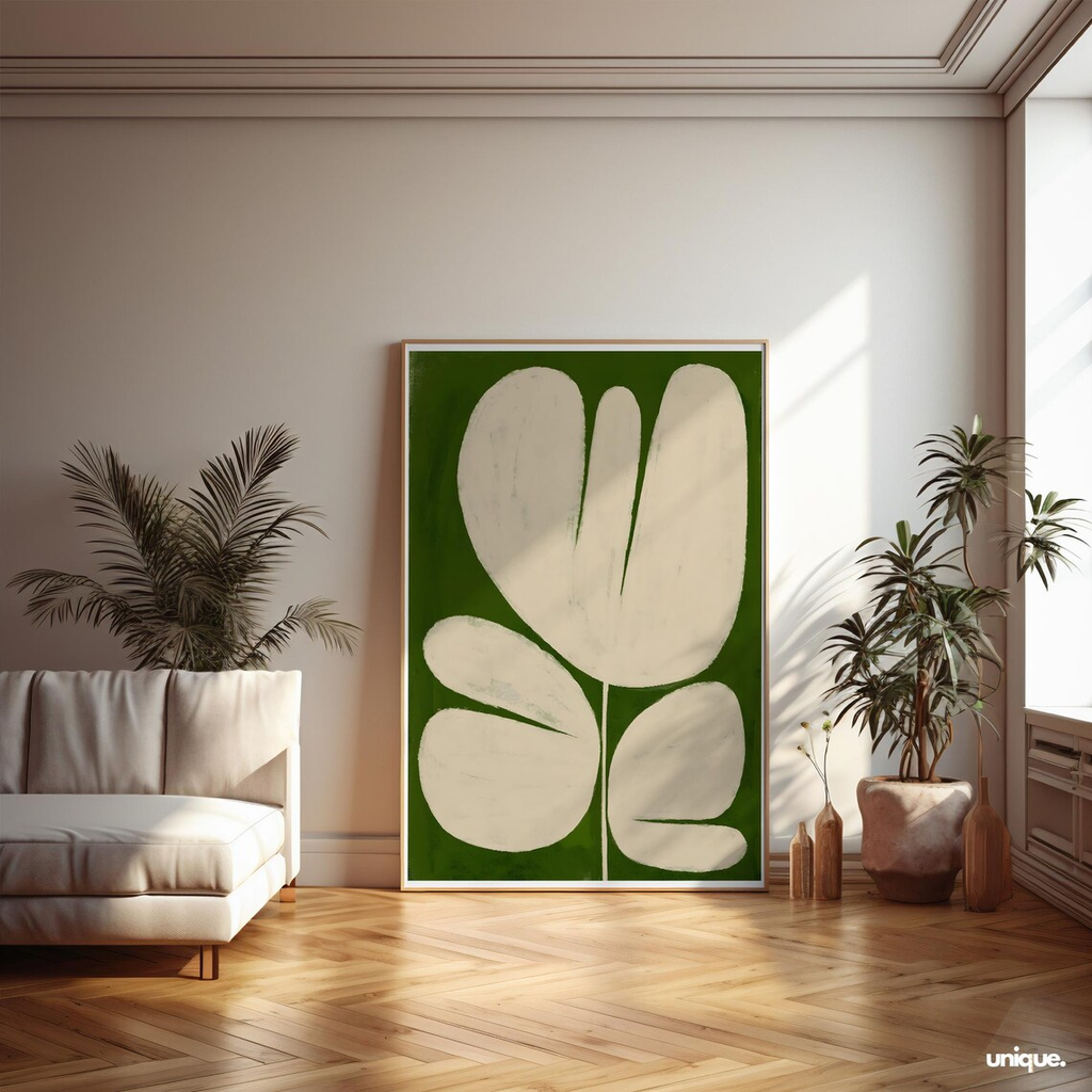 Tranh Treo Tường Boho Hoa Trừu Tượng Sage Green
