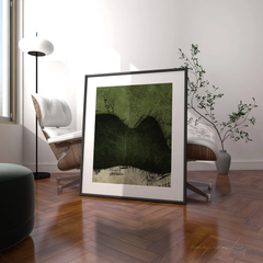 Tranh Trừu Tượng Olive Green Gợn Sóng Xanh Đen