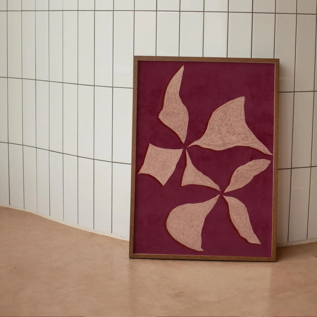 Tranh Treo Tường Đương Đại Hoa Trừu Tượng Đỏ Tía