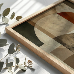 Tranh Mid Century Modern Color Block Nâu Đỏ