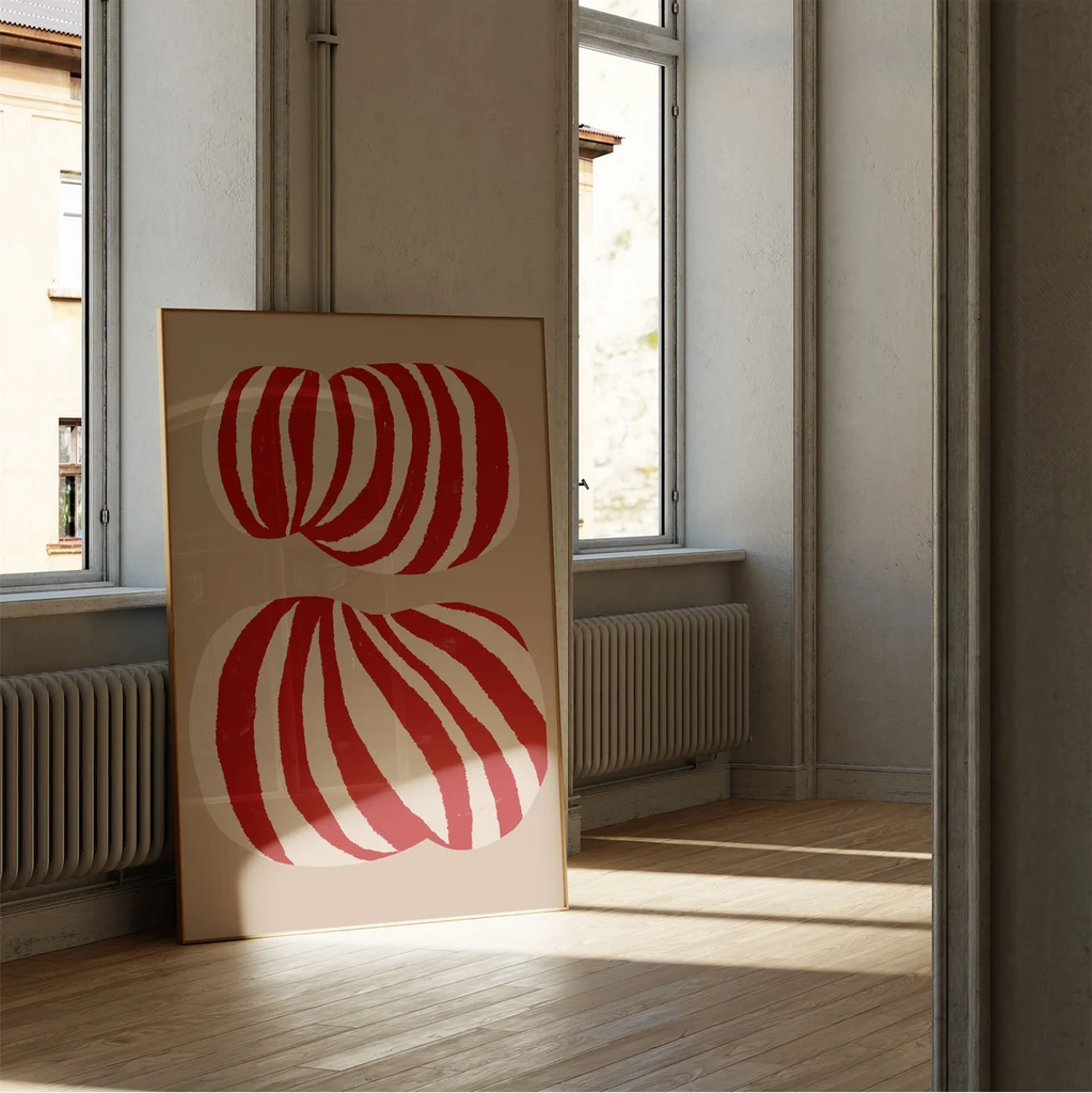 Tranh Trừu Tượng Red Lines Hiện Đại Minimalist