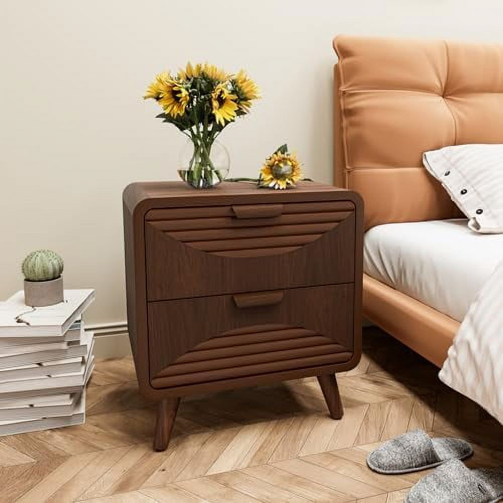 Tủ Đầu Giường Gỗ Nâu Sọc Ngang Vintage