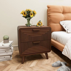 Tủ Đầu Giường Gỗ Nâu Sọc Ngang Vintage