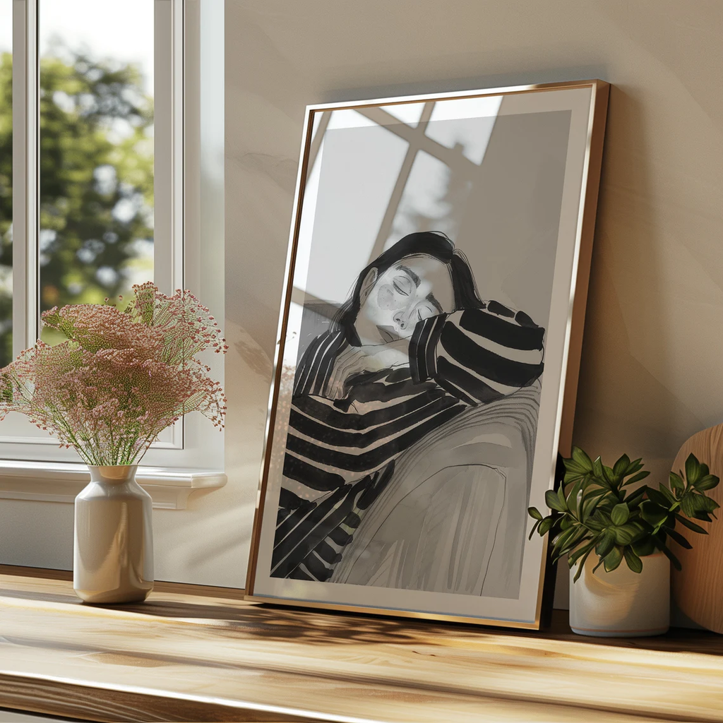 Tranh Trừu Tượng Cô Gái Suy Tư Hiện Đại