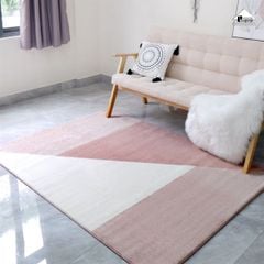 Thảm Lông Sợi Ngắn Victoria Họa Tiết Hình Học Hồng Thảm Trang Trí Cao Cấp - Hình Học