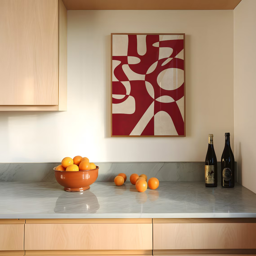 Tranh Trừu Tượng Đỏ Rượu Trendy