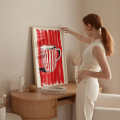 Tranh Treo Tường Painting Art Cốc Sọc Đỏ