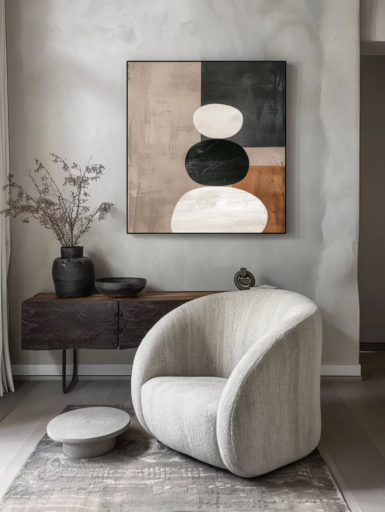 Tranh Trừu Tượng Treo Tường Wabi Sabi Màu Japandi FR1686