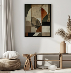 Tranh Mid Century Modern Color Block Nâu Đỏ