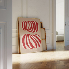 Tranh Trừu Tượng Red Lines Hiện Đại Minimalist