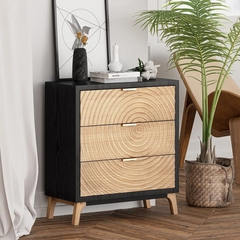 Tủ Đầu Giường 3 Ngăn Kéo Gỗ Hình Xoắn Tròn