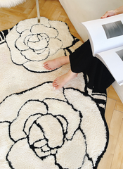 Thảm Tròn Lông Cashmere Hoa Hồng Màu Be Phong Cách Pháp
