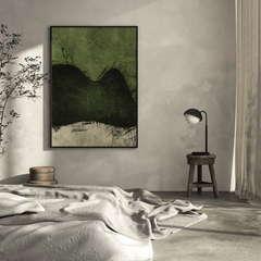 Tranh Trừu Tượng Olive Green Gợn Sóng Xanh Đen