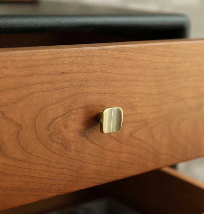 Tủ Đầu Giường Retro Đen Mờ Phối Nâu