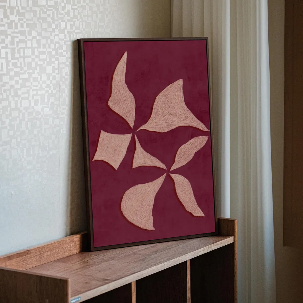 Tranh Treo Tường Đương Đại Hoa Trừu Tượng Đỏ Tía