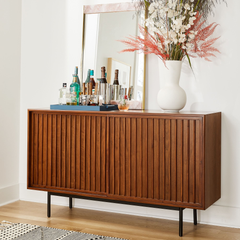 Tủ Console Sọc Dọc Cửa Lùa Chân Sắt