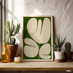 Tranh Treo Tường Boho Hoa Trừu Tượng Sage Green