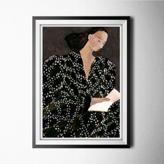 Tranh Treo Tường Sofia Lind Portrait Áo Đen Cành Lá