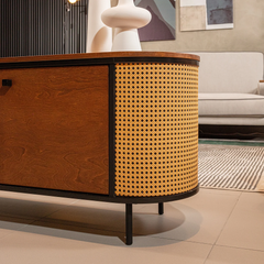 Tủ TV Cabinet Phong Cách Indochine Đan Mắt Cáo