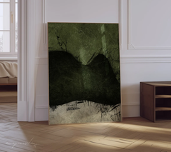 Tranh Trừu Tượng Olive Green Gợn Sóng Xanh Đen