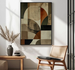 Tranh Mid Century Modern Color Block Nâu Đỏ